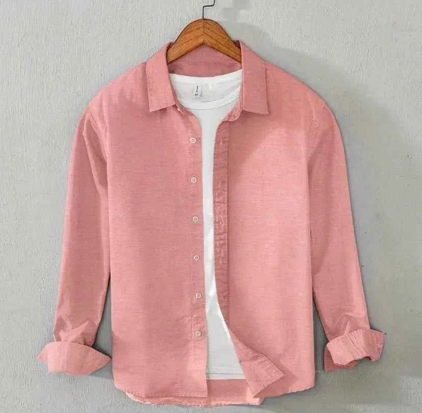 Men's Cotton Chambray Shirt (Peach)