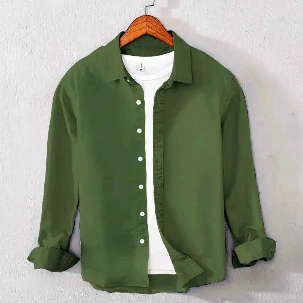Men's Cotton Chambray Shirt (Commando Green)