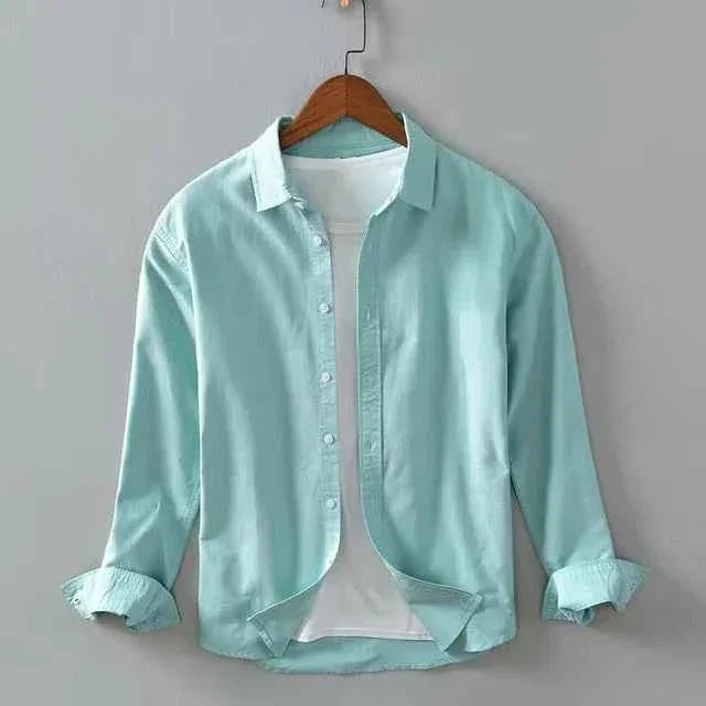 Men's Cotton Chambray Shirt (Light Ferozi)