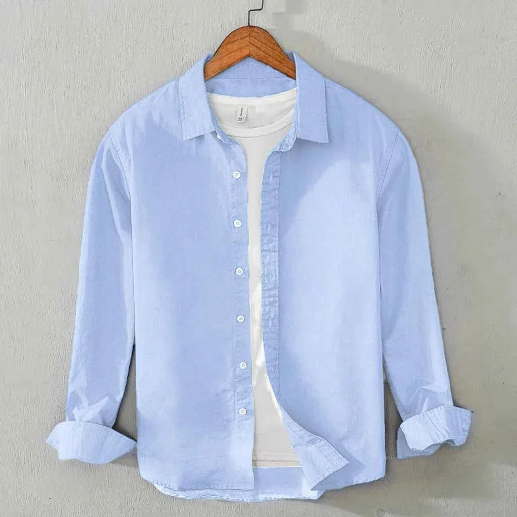 Men's Cotton Self Shirt (Powder Blue)