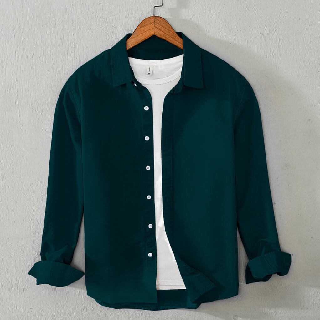Cotton Chambray Executive Shirt (Forest Green)