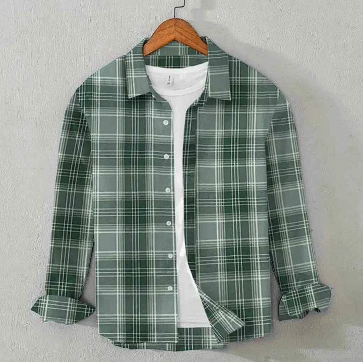 Men’s Green Checkered Twill Shirt