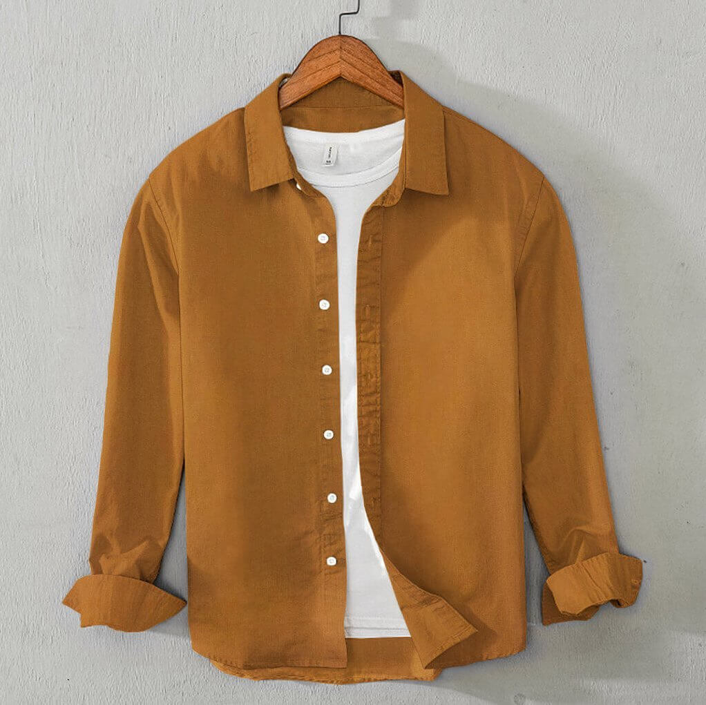 Men's Cotton Chambray Shirt (Caramel Yellow)