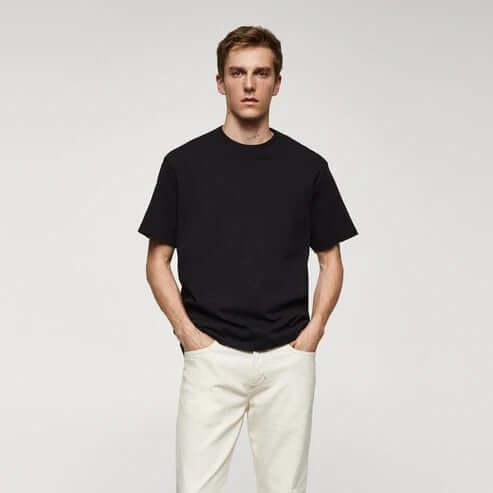 Men's Cotton Tee – Premium Quality (Black) - Saim Fashion