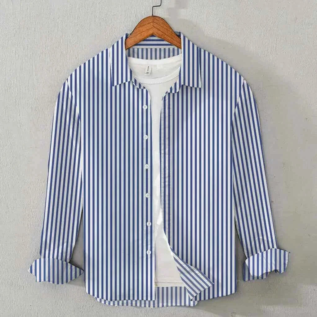 Striped Cotton Shirt - Blue