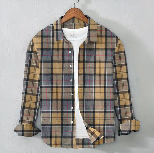 Camel & Grey Checkered Twill Shirt