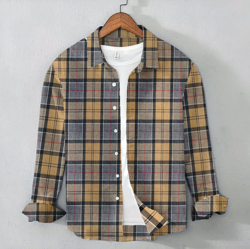 Camel & Grey Checkered Twill Shirt