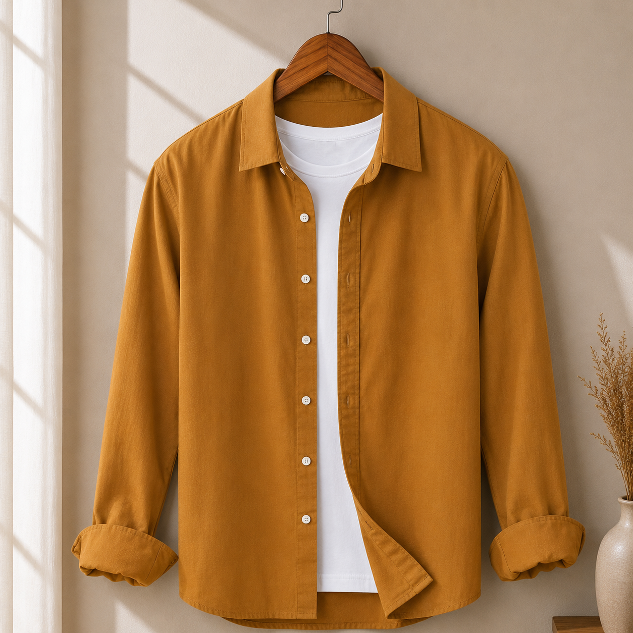 Cotton Chambray Shirt – Caramel Yellow