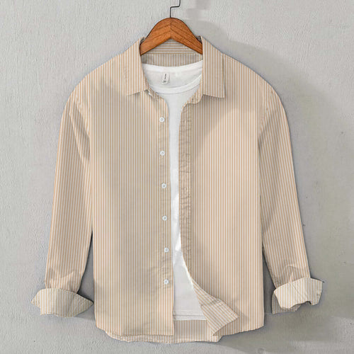 Cotton Casual Shirt - Camel Brown Stripes