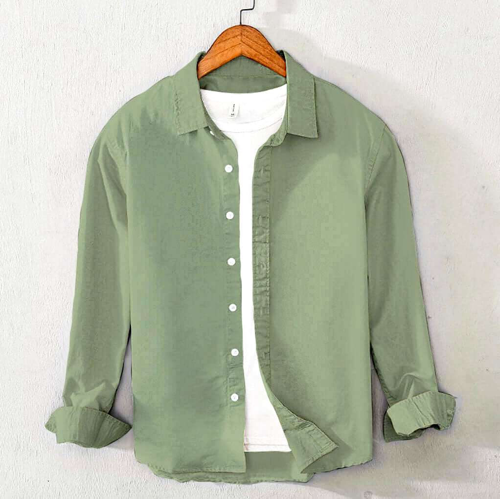 Men's Cotton Chambray Shirt (Raseda Green)