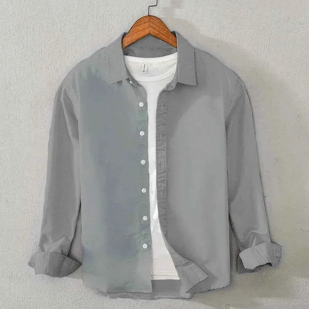 Men's Cotton Chambray Shirt (Steel Gray)