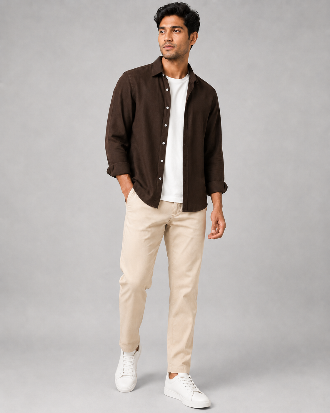 Cotton Chambray Shirt – Chocolate Brown