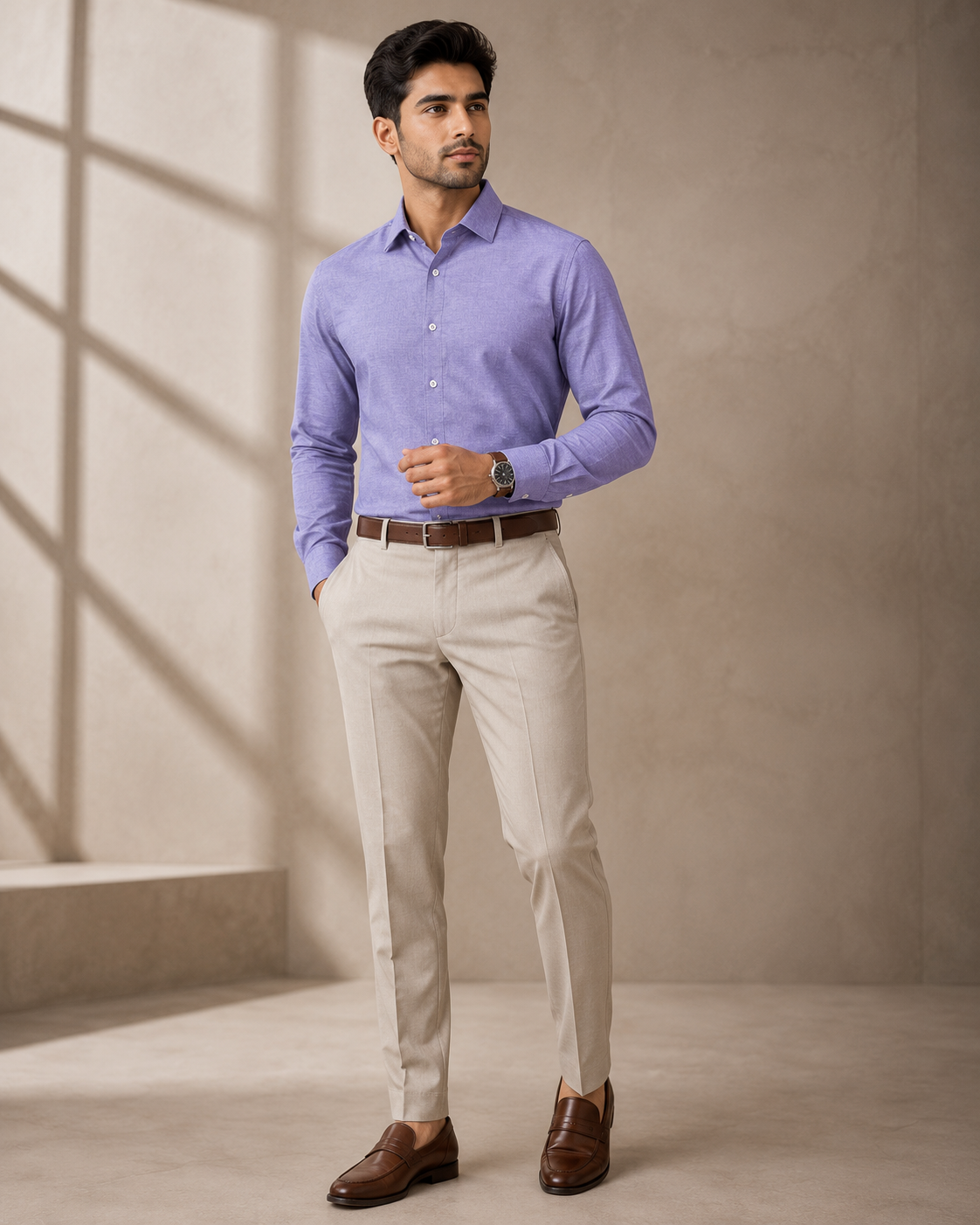 Cotton Chambray Shirt – Lavender Purple