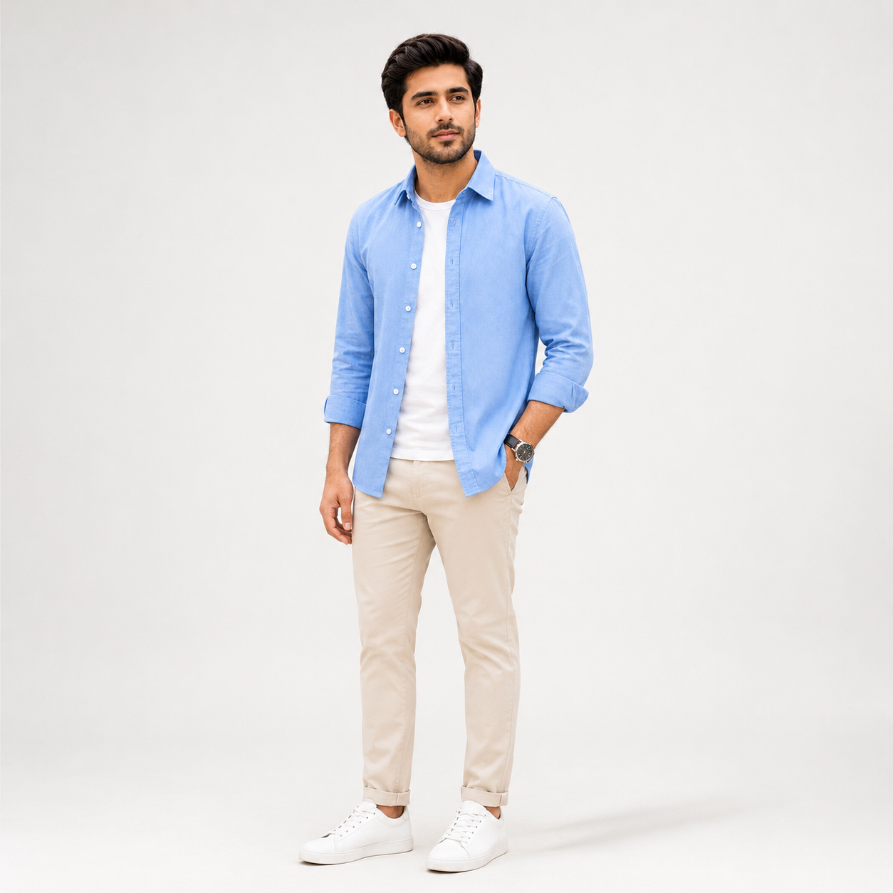 Cotton Chambray Shirt – Sky Blue
