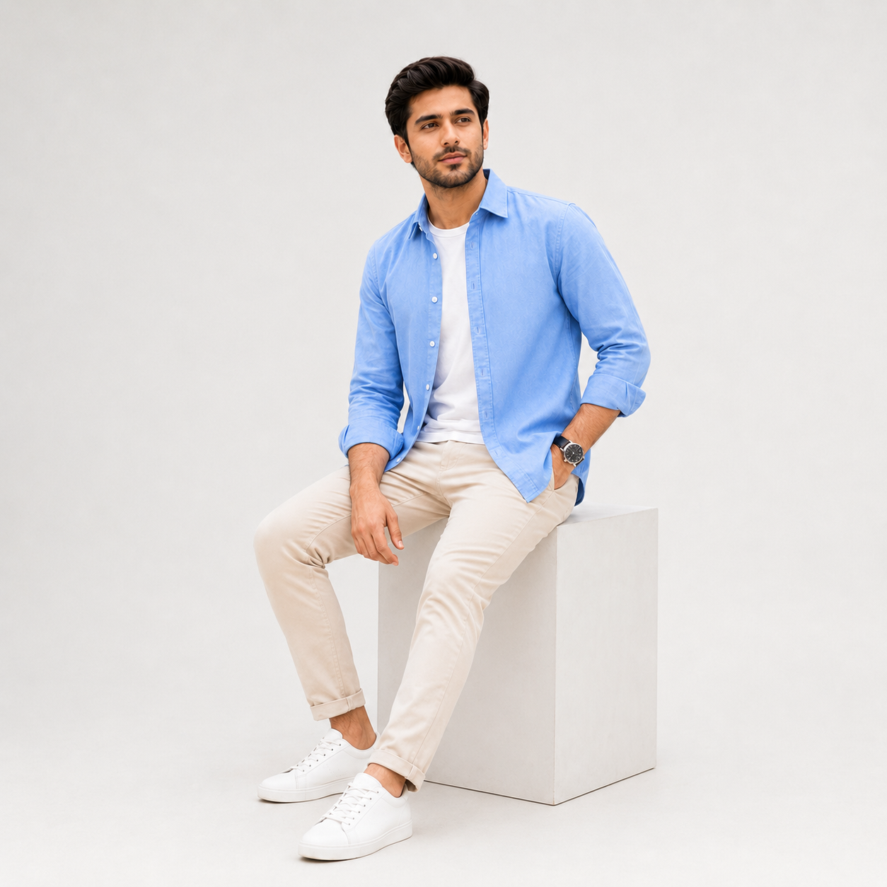 Cotton Chambray Shirt – Sky Blue