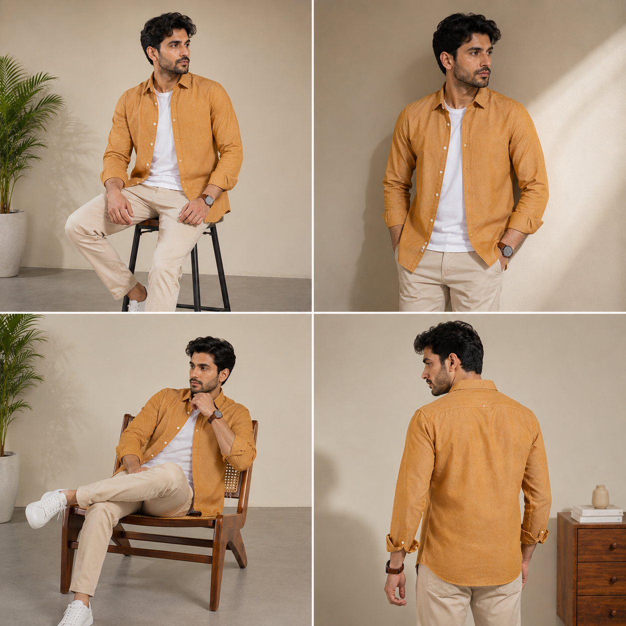 Cotton Chambray Shirt – Caramel Yellow
