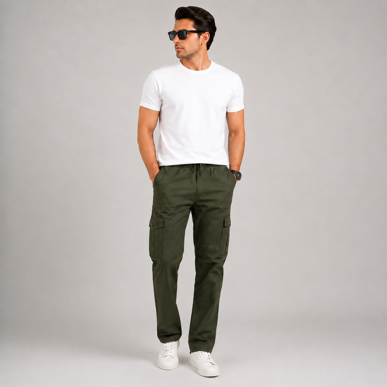 Men’s Cotton Cargo Trouser – Olive Green