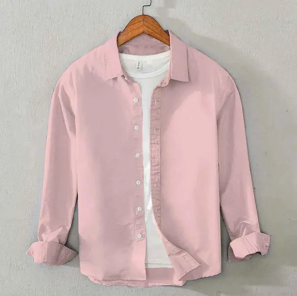 Men's Cotton Chambray Shirt (Pastal Pink)