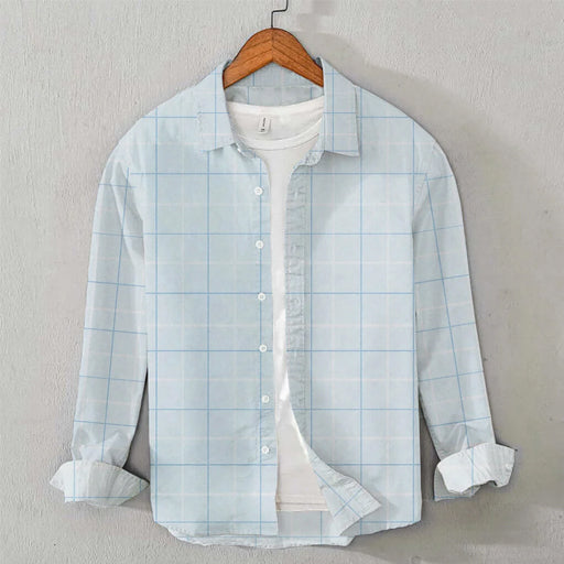 Cotton Checkered Shirt (Sky Blue)