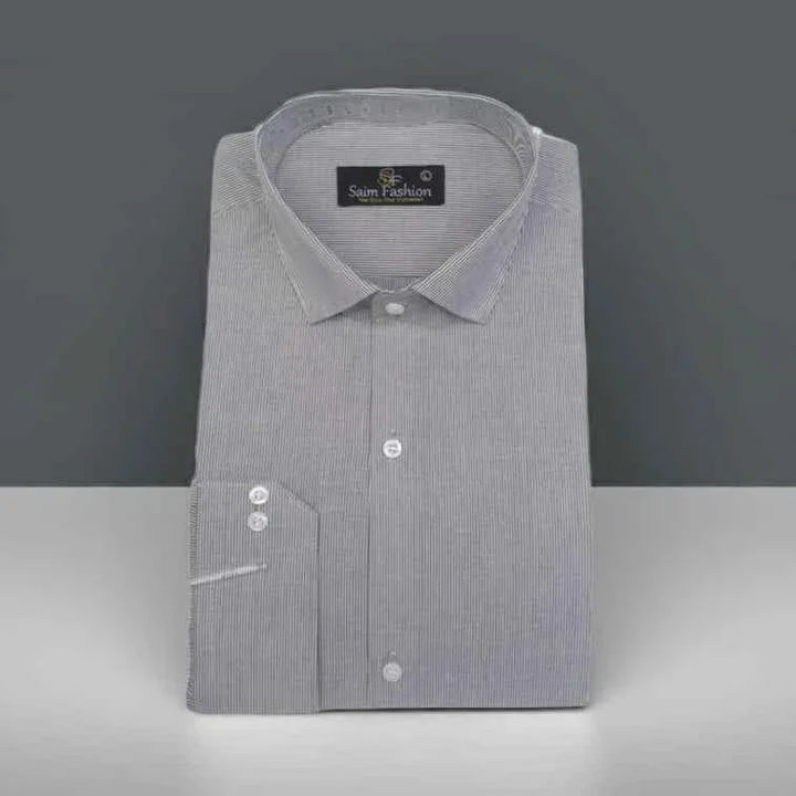 Cotton Dress Shirt - Pencil Stripes Black