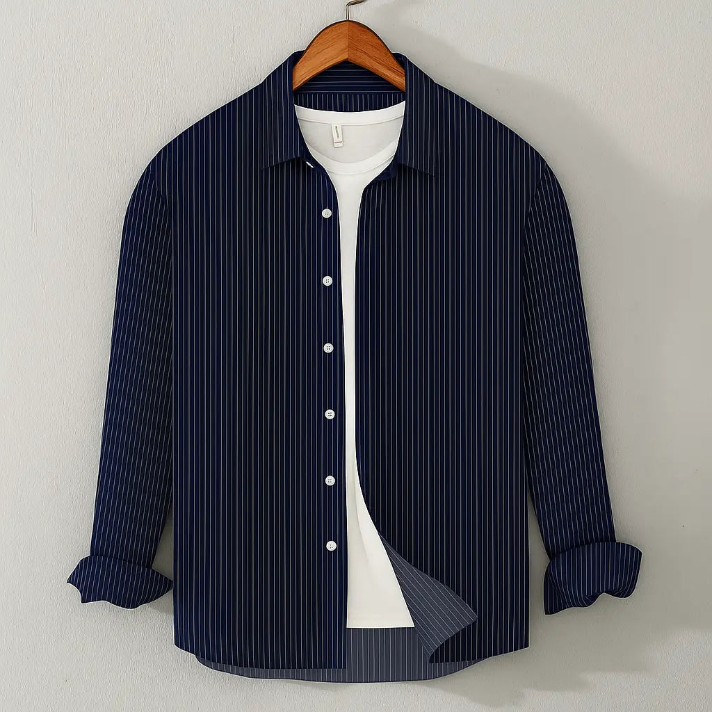 Mens Cotton Shirt (Navy Blue Lining)