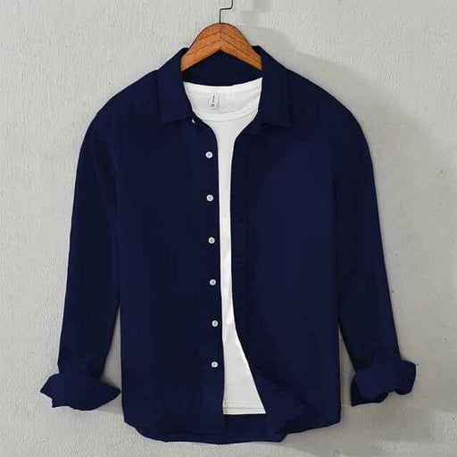 Cotton Chambray Executive Shirt (Navy Blue)