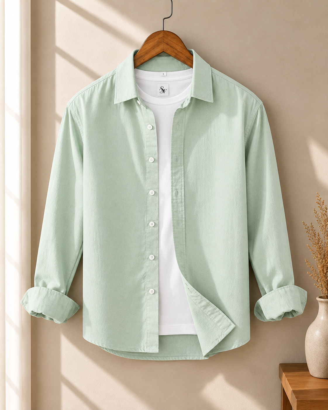Cotton Chambray Shirt – Light Pistachio
