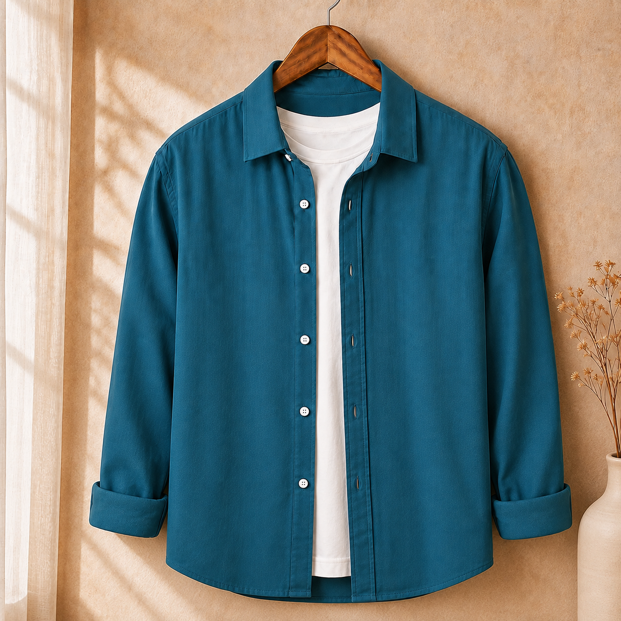 Cotton Chambray Shirt – Light Zinc display