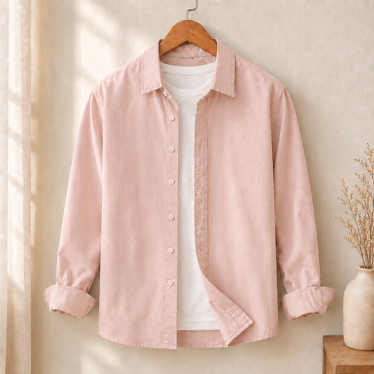 Cotton Chambray Shirt – Pale Peach display