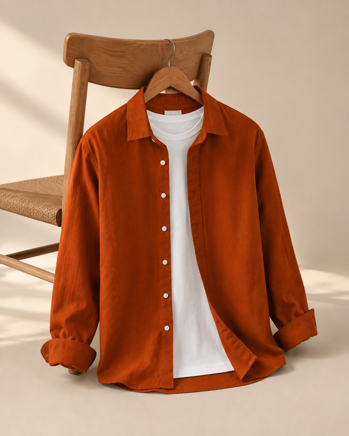 Cotton_Chambray_Shirt_Red_Rust chair image