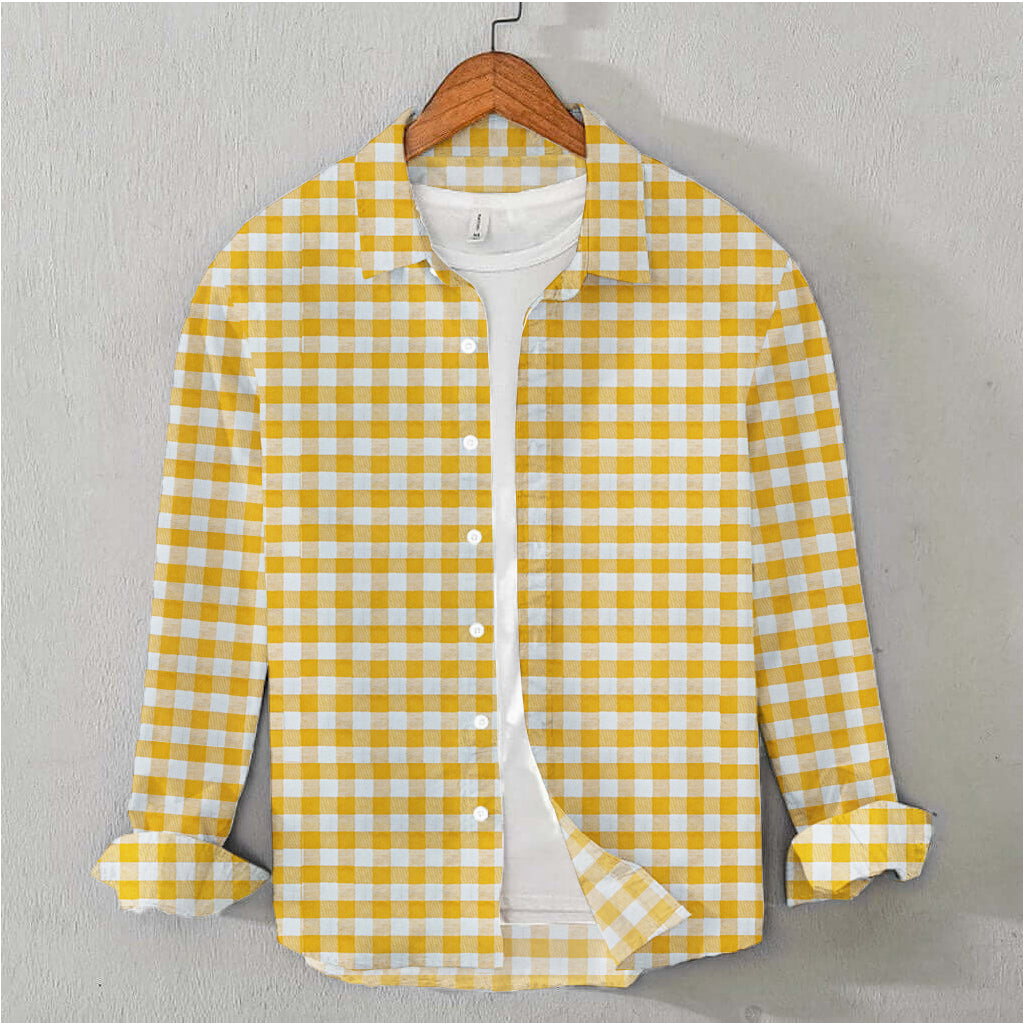 cotton-checkered-shirt-mustard-white