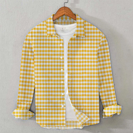 Cotton Checkered Shirt (Mustard & White)