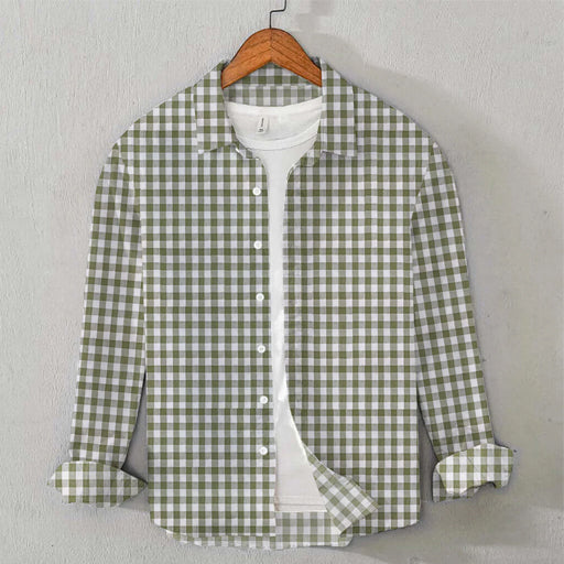 Cotton Checkered Shirt (Olive & White)