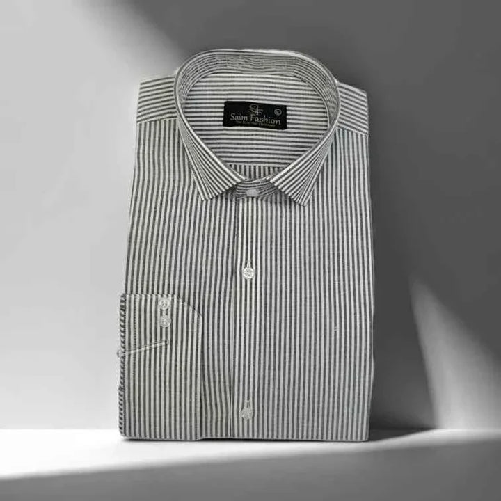 Cotton Dress Shirt - Black Stripes