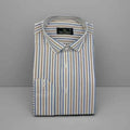 Cotton Dress Shirt - Brown and Blue Stripes