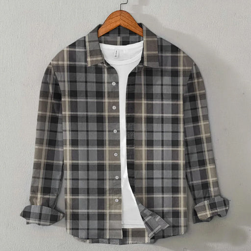 Cotton TwillCheckered Shirt (Mose Brown)