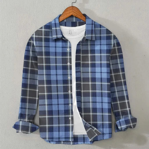cotton-twill-checkered-shirt-mose-blue