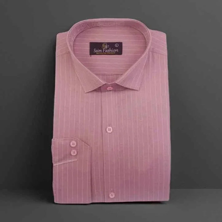 Essential Cotton Dress Shirt - Watermelon Pink Stripes
