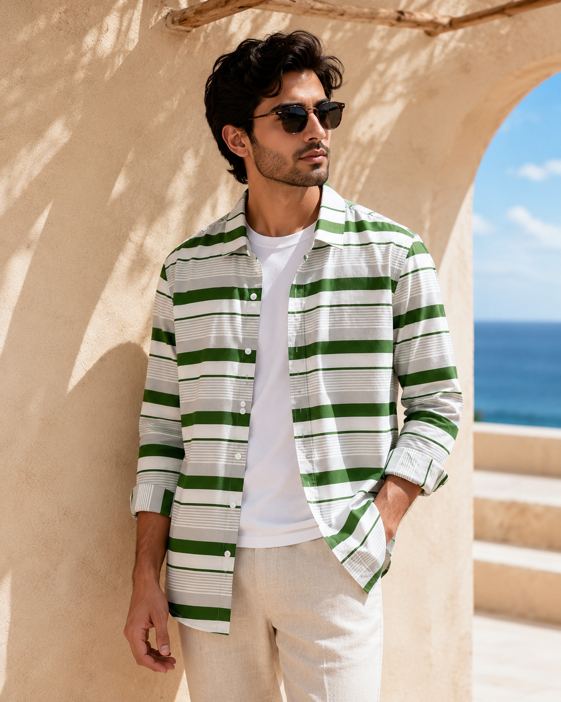 Evergreen Striped Shirt ( Old Money Style ) Model pic 1-2408-4499-a403-4756a6eef806