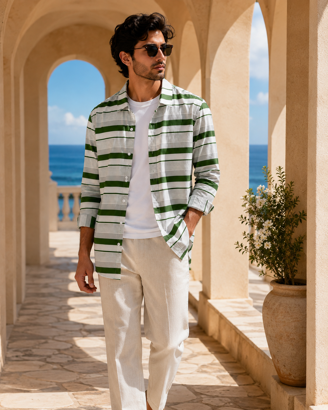 Evergreen Striped Shirt ( Old Money Style ) Model pic 3-2408-4499-a403-4756a6eef806-6705-4f8b-aca9-b049efca0638