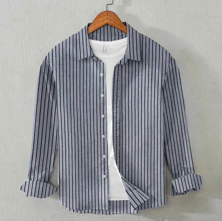 Grey Black Stripes Casual Cotton Shirt