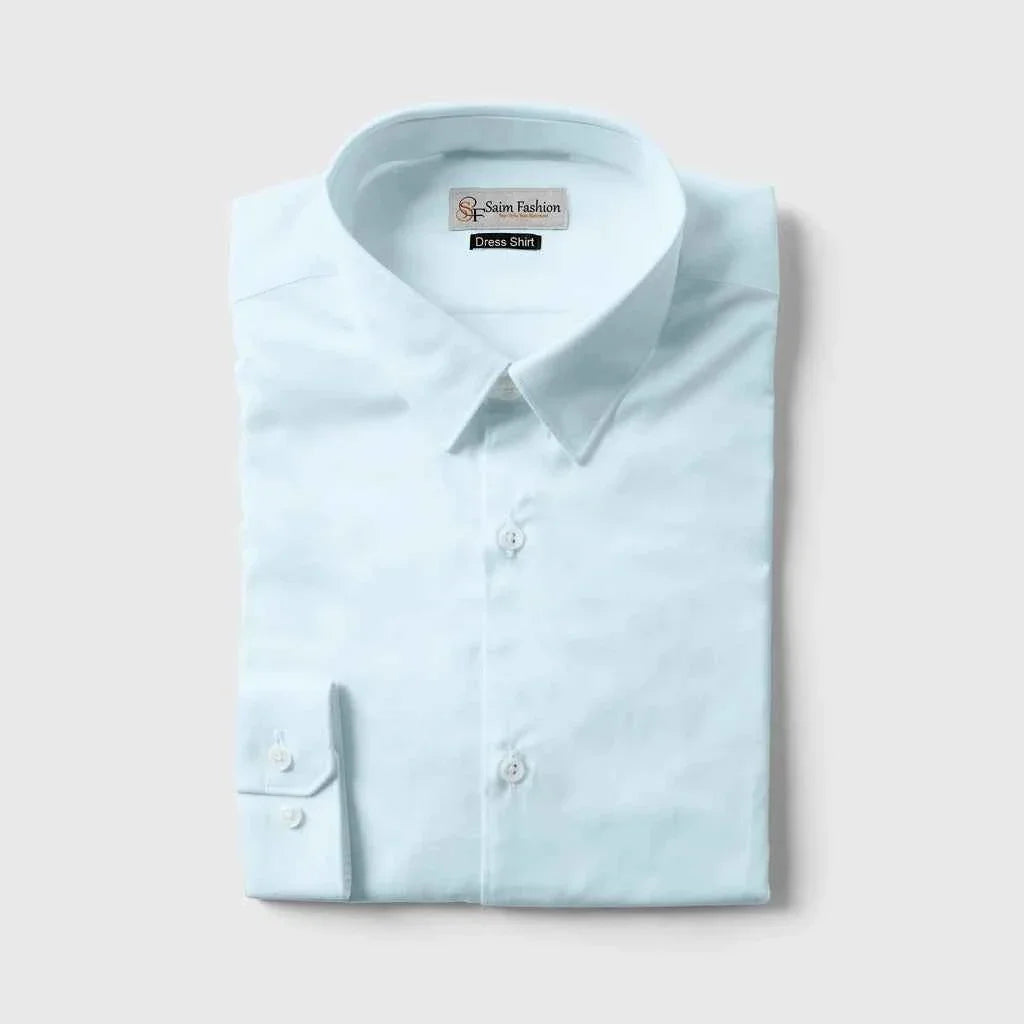 Essential Cotton Dress Shirt - Light Cyan