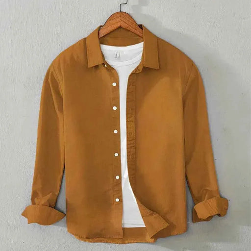 Men's Cotton Chambray Shirt (Caramel Yellow)