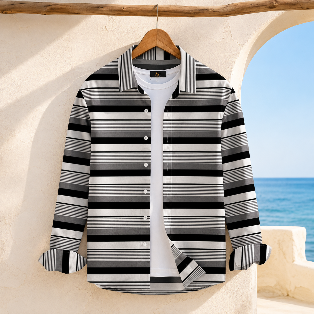 Midnight Graphite Striped Shirt ( Old Money Style )