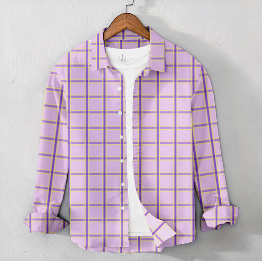 Men’s Checkered Twill Shirt (Pale Purple)