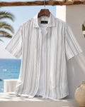 Pearl Grey Stripe Half Sleeve Shirt
