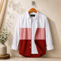 Premium Color Block Shirt Peach Rust