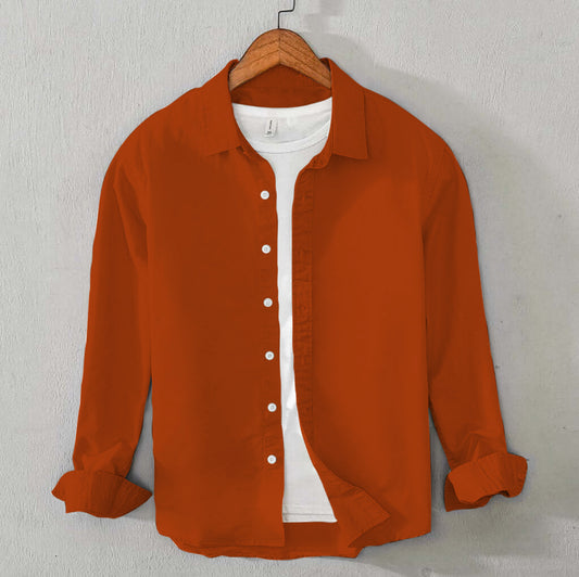 Cotton Chambray Executive Shirt (Red Rust)