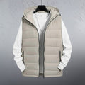 Sleeveless Puffer Hooded Jacket (Beige)