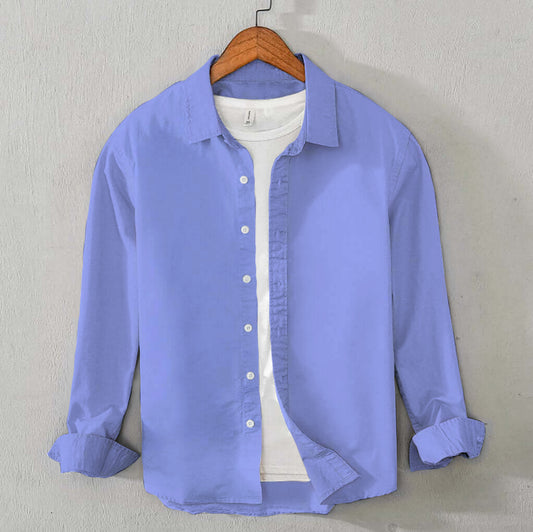 Men's Cotton Chambray Shirt (Sky Blue)